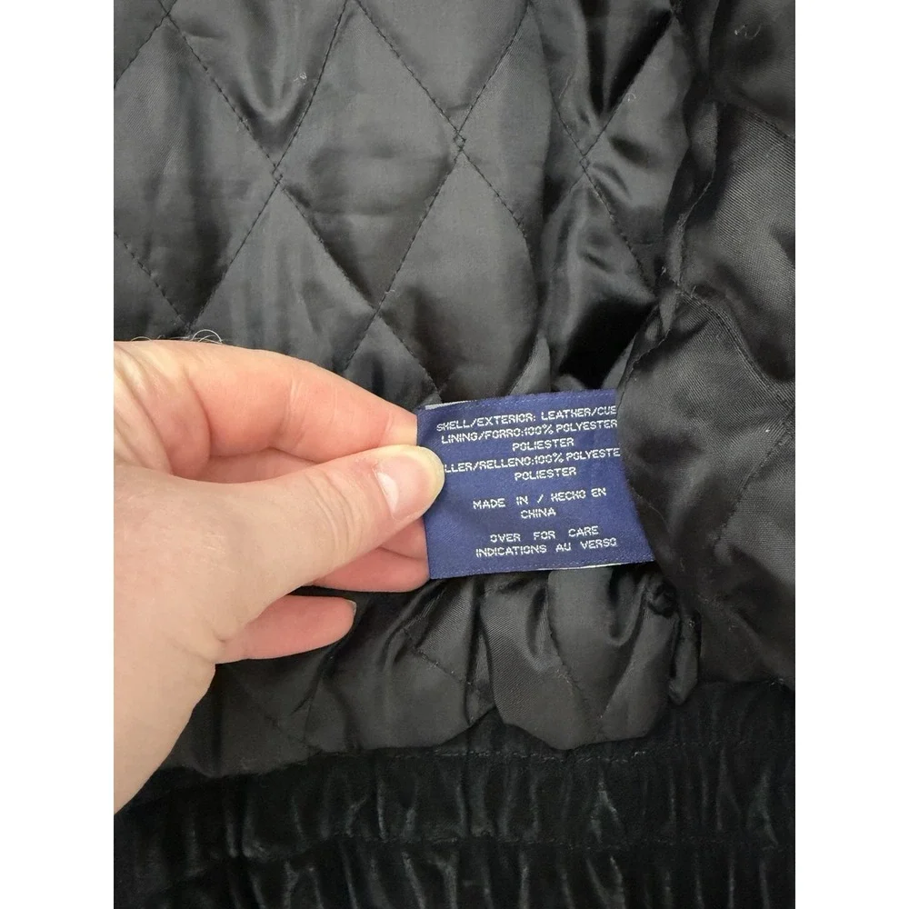 Vintage Suede Leather Bomber Jacket Mens XL Black Quilted Coat 90s